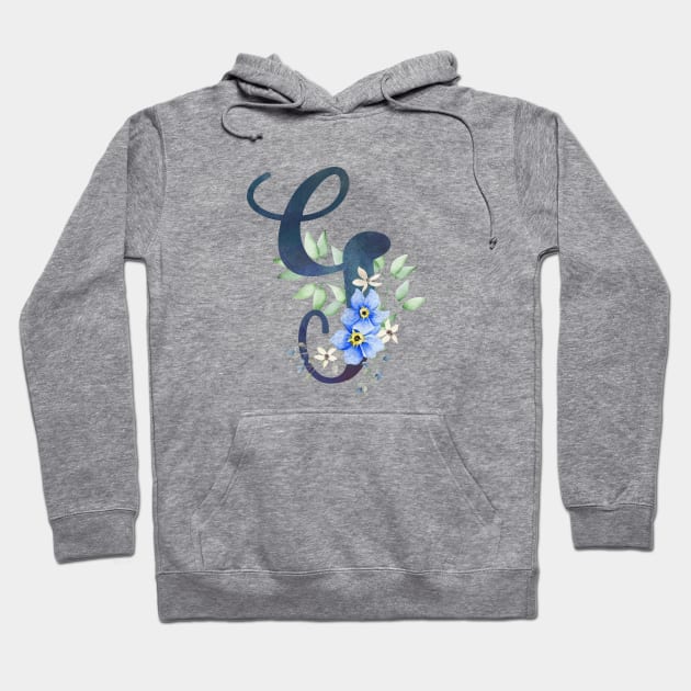 Floral Monogram G Wild Blue Flowers Hoodie by floralmonogram